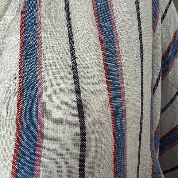 Rails Thea Tahiti Stripe Shirt White Blue V Neck Short Sleeve Tie Front Sz Large - Picture 4 of 11